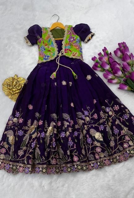 kids koti gown silk blue Cheap wholesale kids wear